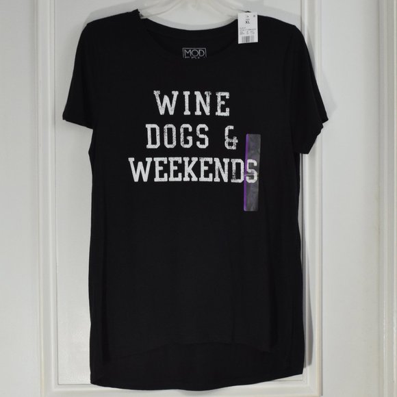 Modern Lux Tops - Modern Lux Wine Dogs Weekends T-shirt Women XL New